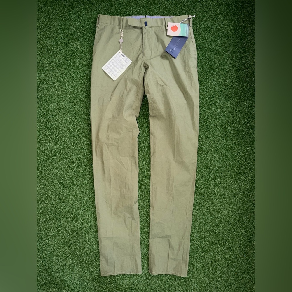 Incotex Summer Popelino Slim Fit Pants Men’s 34x35 Olive Green Stretch IT50 NEW